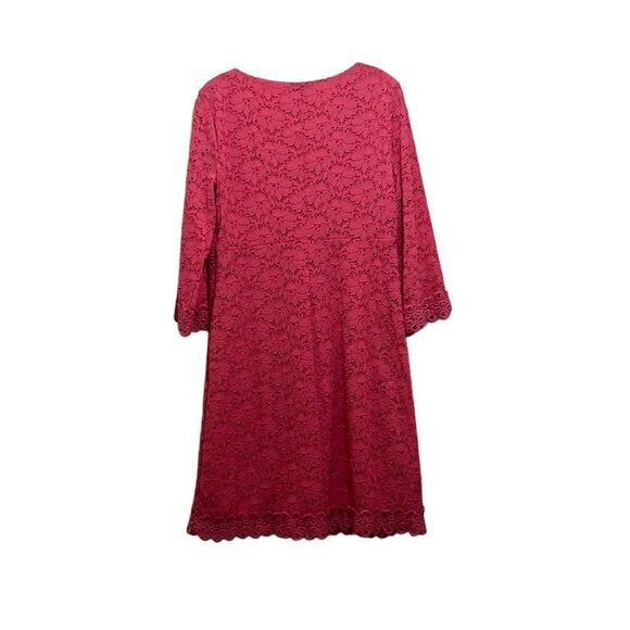 Alfani dress lace overlay pink salmon 3/4 sleeves ricrac trim Medium - Picture 4 of 5